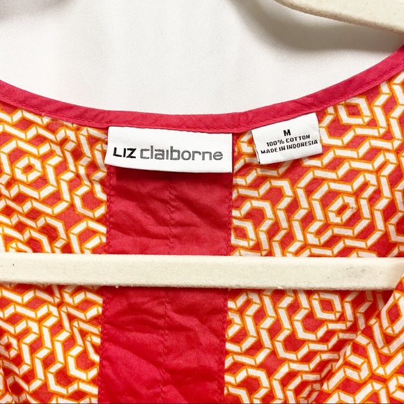 Liz Claiborne Red/Orange Geometric Print Sleeveless Top - Picture 2 of 9